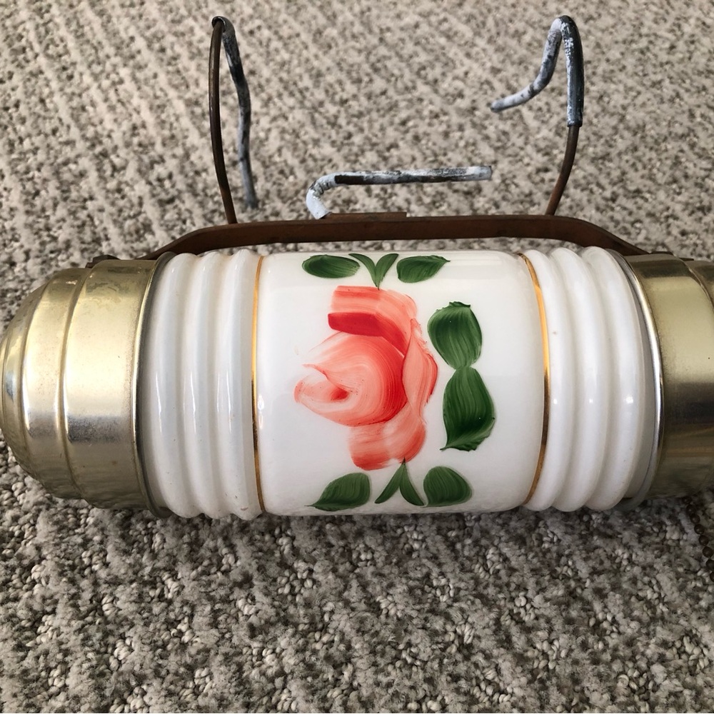 Vintage Floral Milk Glass Headboard Lamp